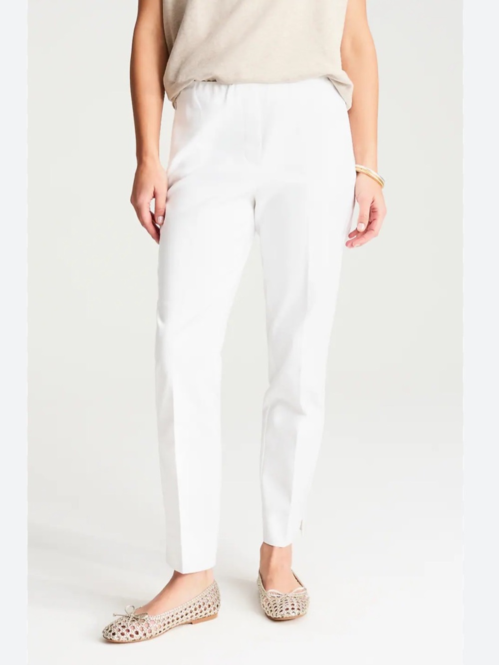 J. Jill Curvy-Fit Versatile Cotton-Stretch Slim-Leg White Pants